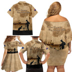 Australia ANZAC Day Family Matching Off Shoulder Short Dress and Hawaiian Shirt HMAS Sydney I Chatham-Class Light Cruiser