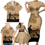 Australia ANZAC Day Family Matching Short Sleeve Bodycon Dress and Hawaiian Shirt HMAS Sydney I Chatham-Class Light Cruiser