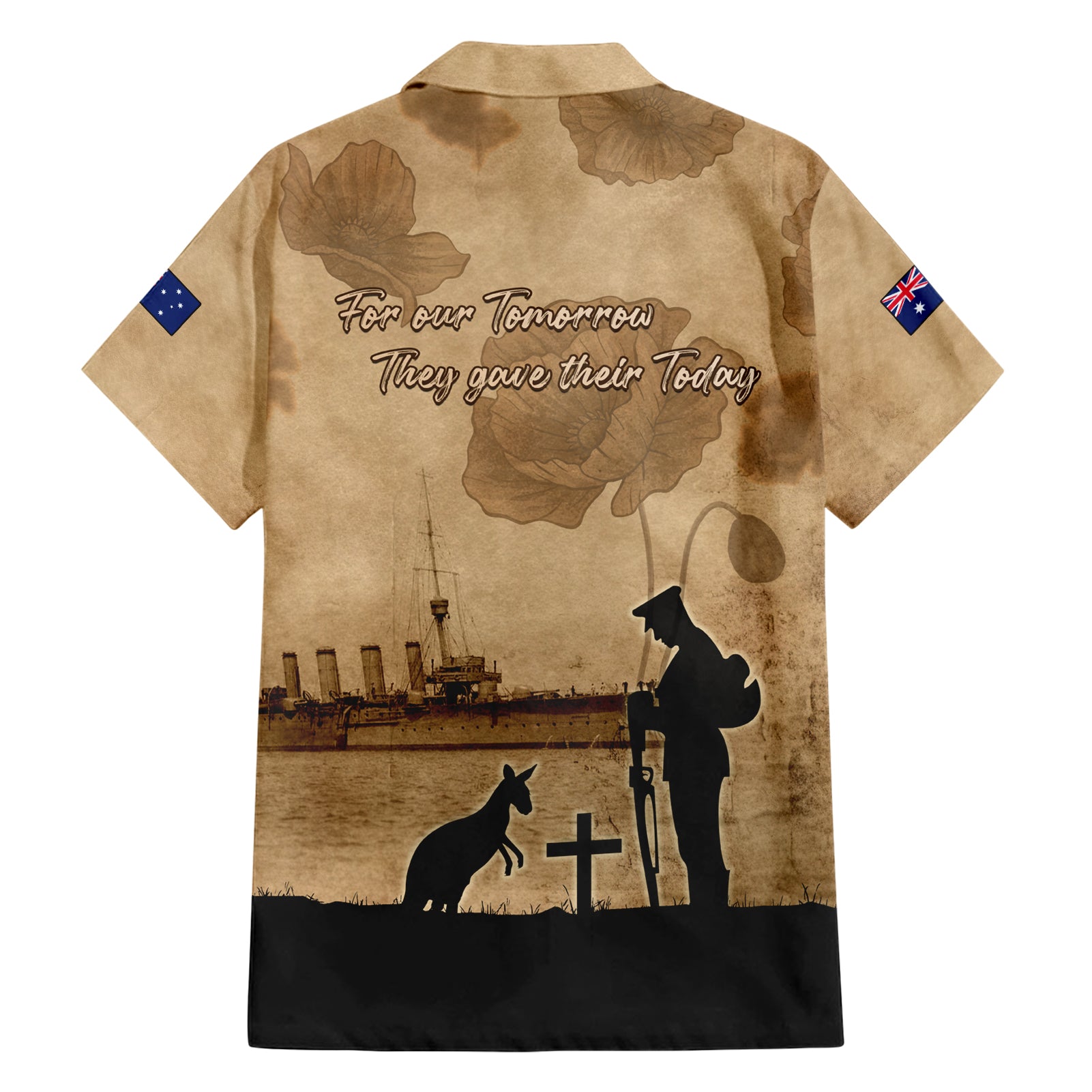 Australia ANZAC Day Hawaiian Shirt HMAS Sydney I Chatham-Class Light Cruiser