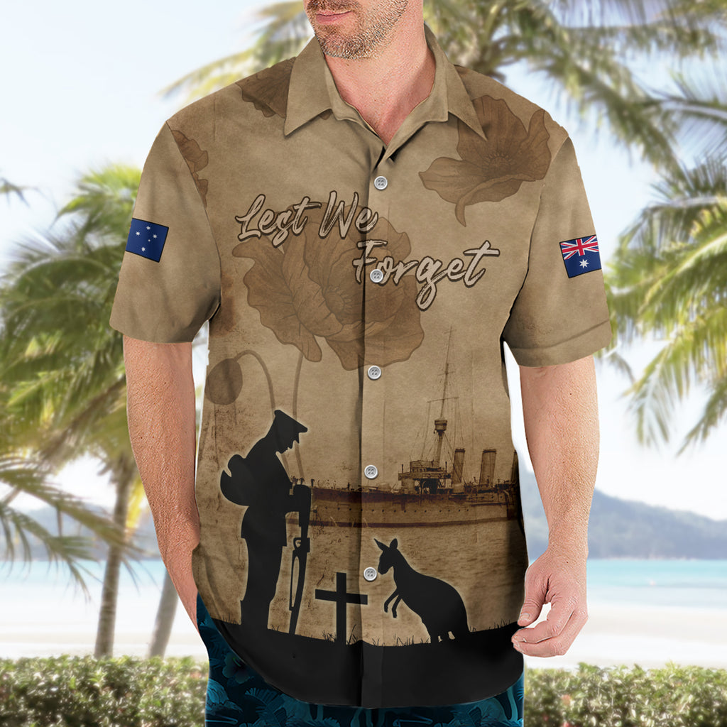Australia ANZAC Day Hawaiian Shirt HMAS Sydney I Chatham-Class Light Cruiser