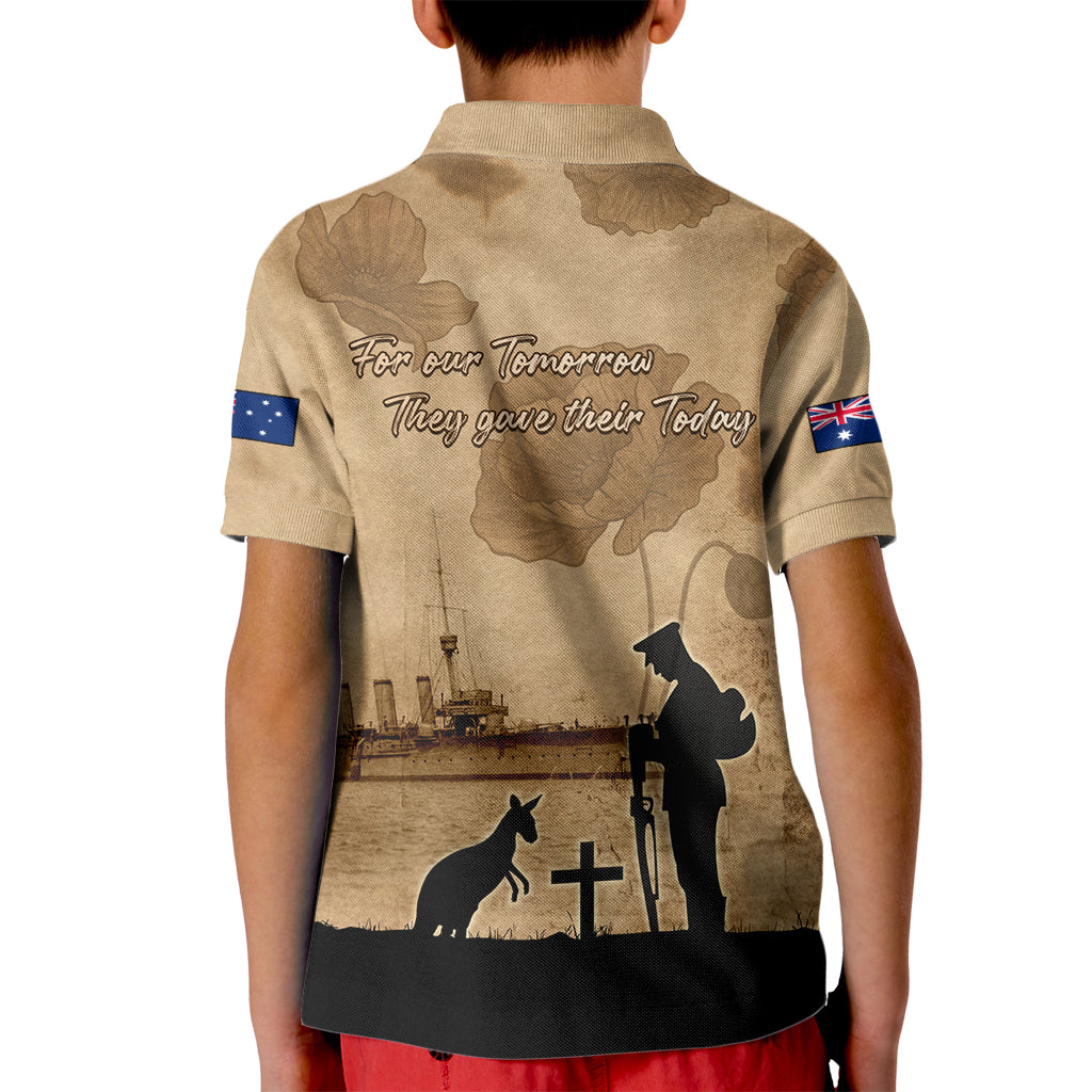 Australia ANZAC Day Kid Polo Shirt HMAS Sydney I Chatham-Class Light Cruiser