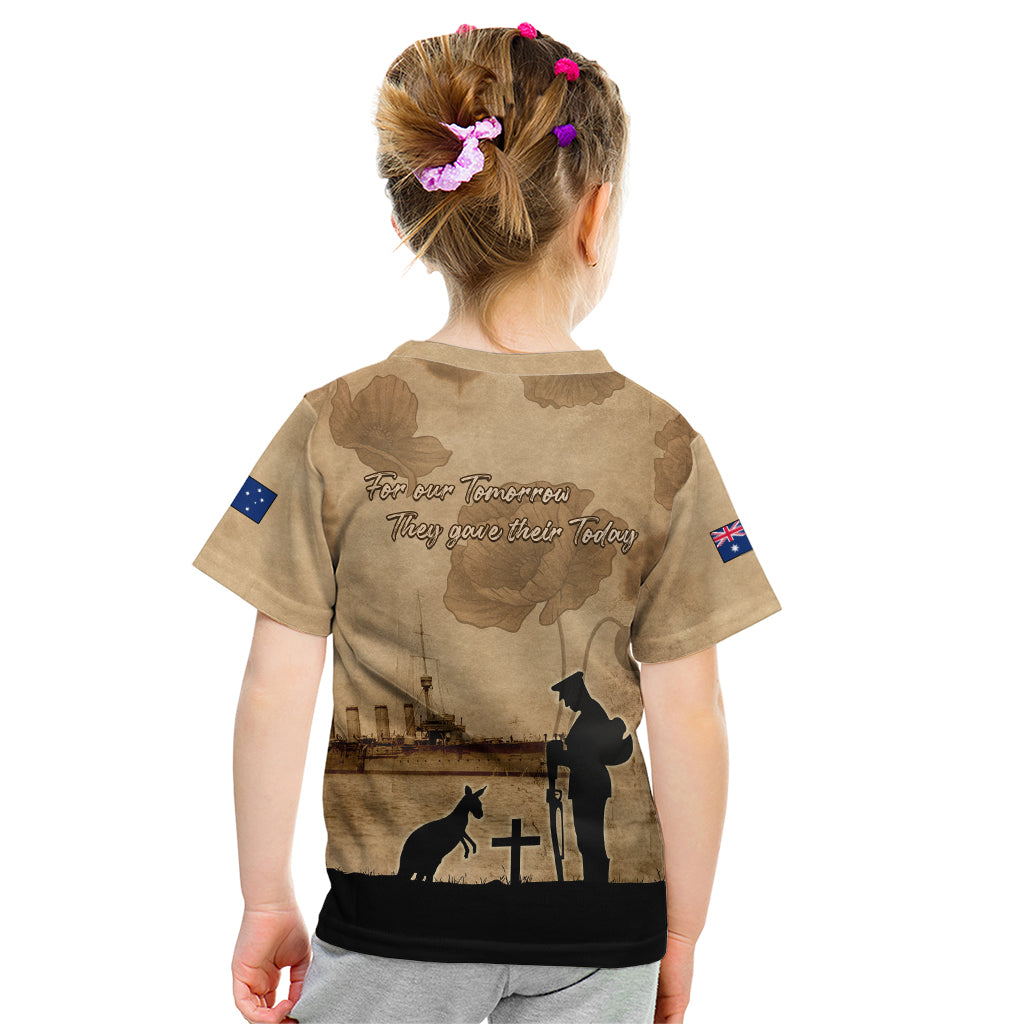 Australia ANZAC Day Kid T Shirt HMAS Sydney I Chatham-Class Light Cruiser