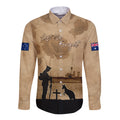 Australia ANZAC Day Long Sleeve Button Shirt HMAS Sydney I Chatham-Class Light Cruiser
