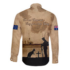 Australia ANZAC Day Long Sleeve Button Shirt HMAS Sydney I Chatham-Class Light Cruiser