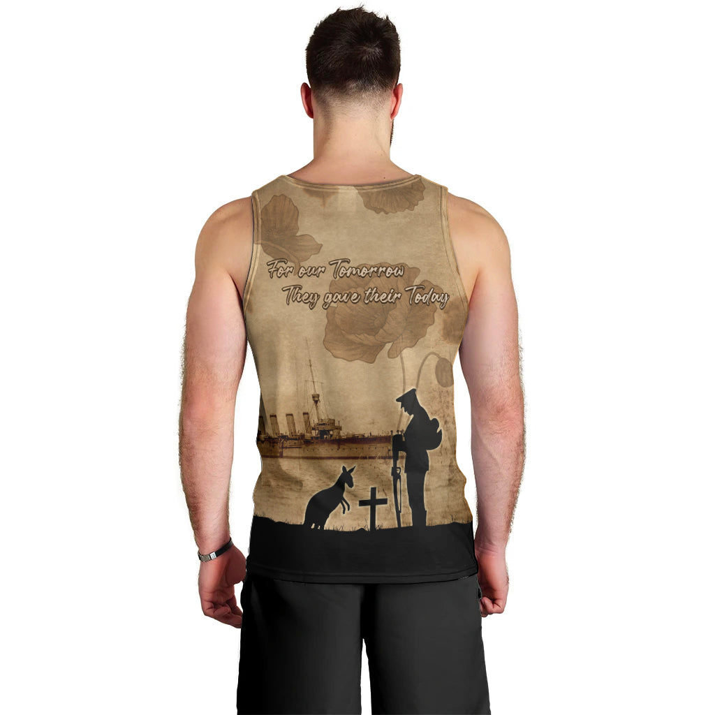 Australia ANZAC Day Men Tank Top HMAS Sydney I Chatham-Class Light Cruiser