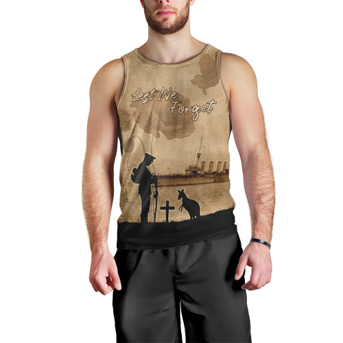 Australia ANZAC Day Men Tank Top HMAS Sydney I Chatham-Class Light Cruiser