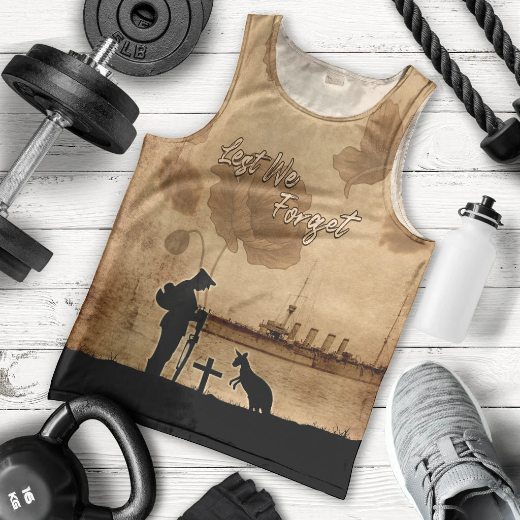 Australia ANZAC Day Men Tank Top HMAS Sydney I Chatham-Class Light Cruiser
