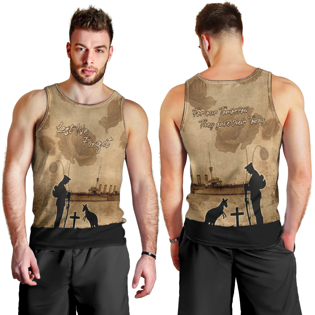 Australia ANZAC Day Men Tank Top HMAS Sydney I Chatham-Class Light Cruiser