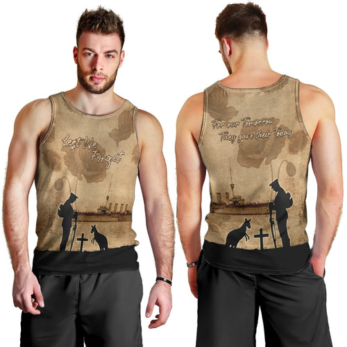 Australia ANZAC Day Men Tank Top HMAS Sydney I Chatham-Class Light Cruiser