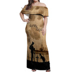 Australia ANZAC Day Off Shoulder Maxi Dress HMAS Sydney I Chatham-Class Light Cruiser