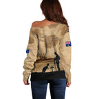Australia ANZAC Day Off Shoulder Sweater HMAS Sydney I Chatham-Class Light Cruiser