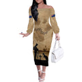 Australia ANZAC Day Off The Shoulder Long Sleeve Dress HMAS Sydney I Chatham-Class Light Cruiser