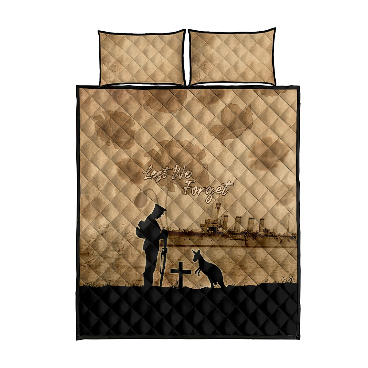 Australia ANZAC Day Quilt Bed Set HMAS Sydney I Chatham-Class Light Cruiser