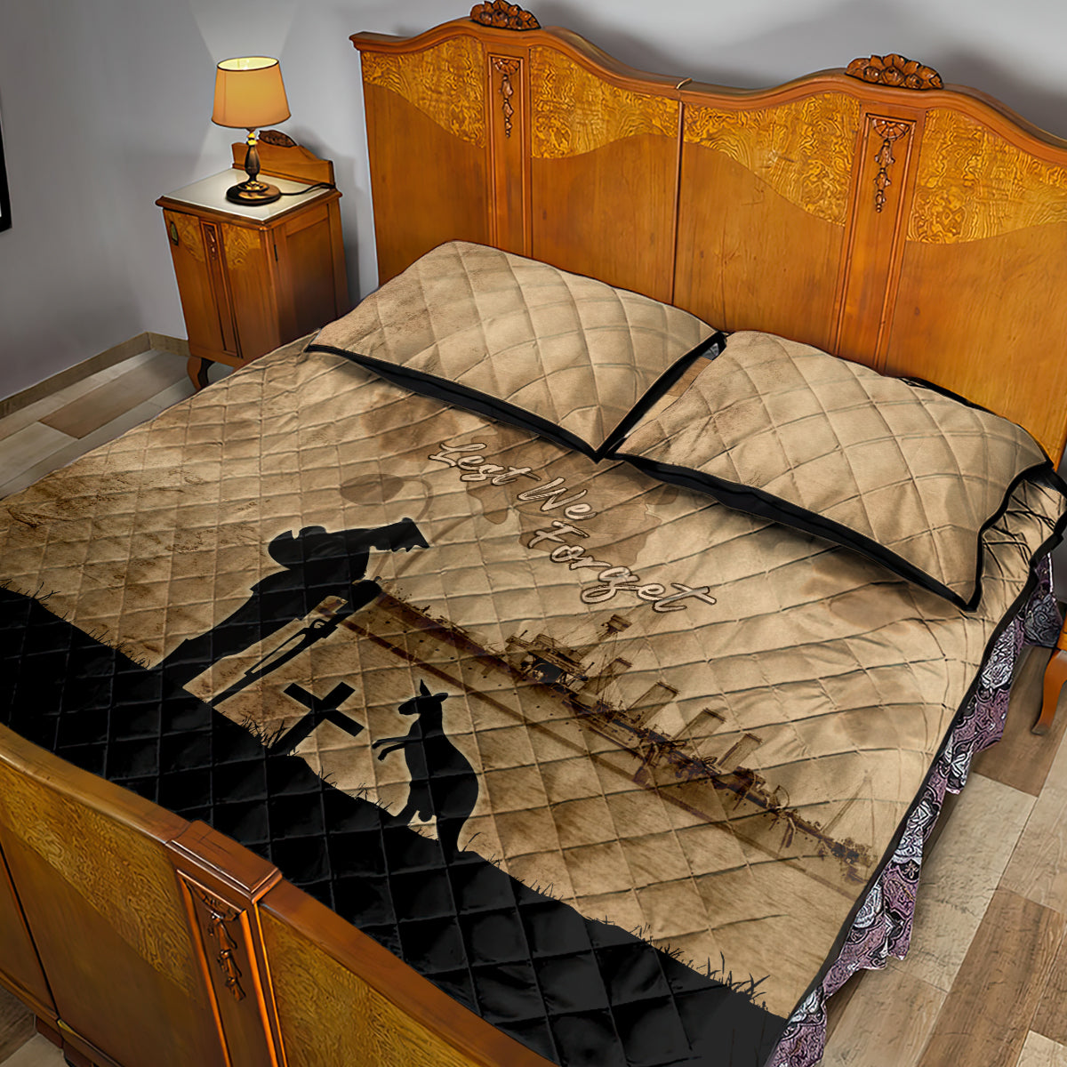 Australia ANZAC Day Quilt Bed Set HMAS Sydney I Chatham-Class Light Cruiser