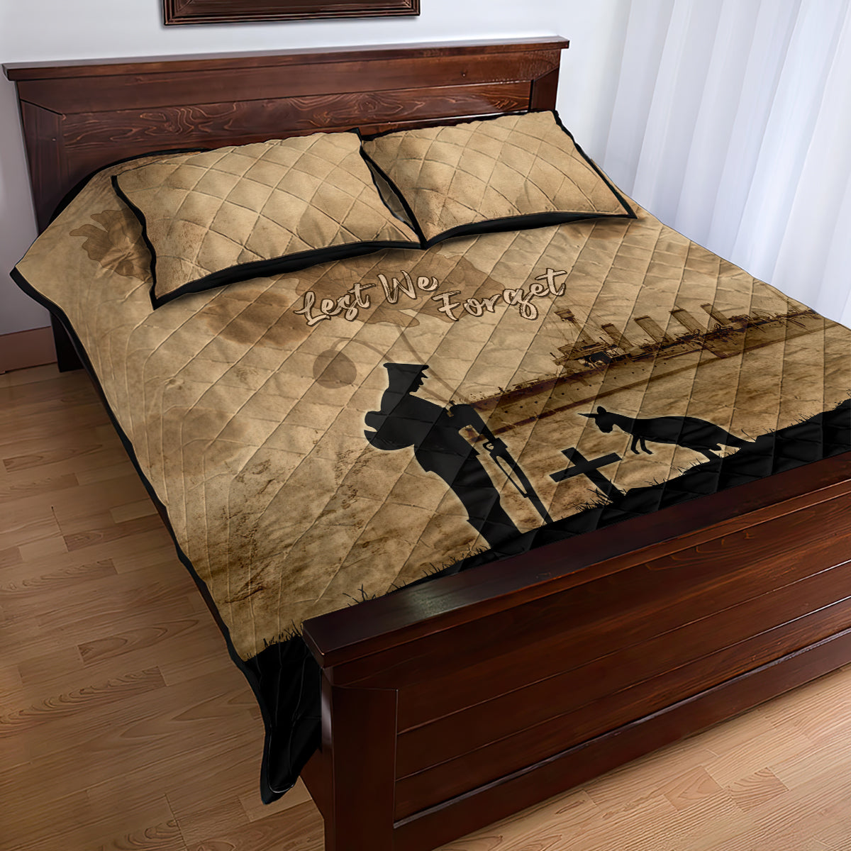 Australia ANZAC Day Quilt Bed Set HMAS Sydney I Chatham-Class Light Cruiser