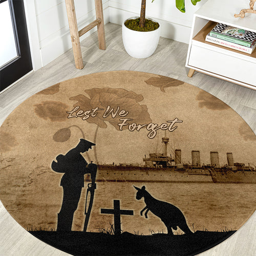Australia ANZAC Day Round Carpet HMAS Sydney I Chatham-Class Light Cruiser