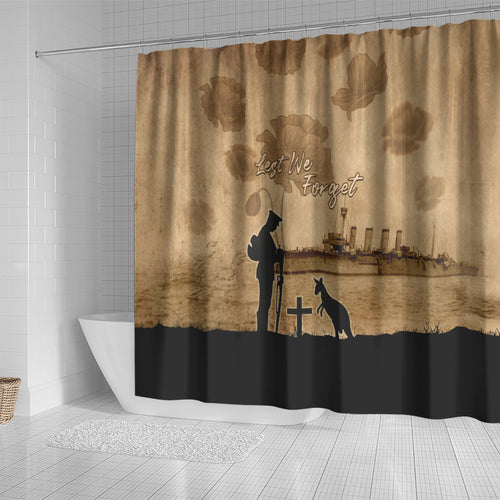 Australia ANZAC Day Shower Curtain HMAS Sydney I Chatham-Class Light Cruiser