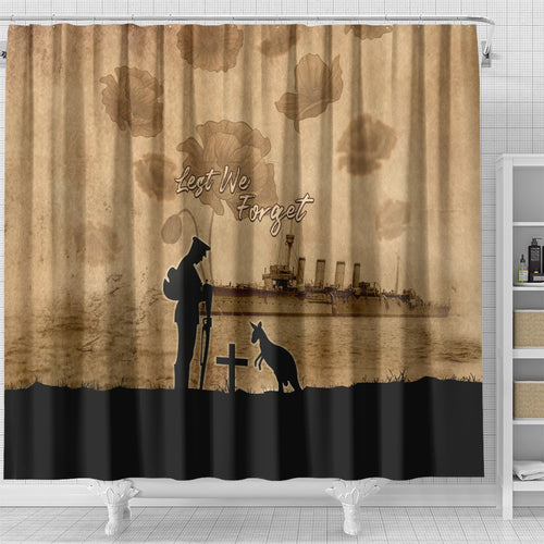 Australia ANZAC Day Shower Curtain HMAS Sydney I Chatham-Class Light Cruiser