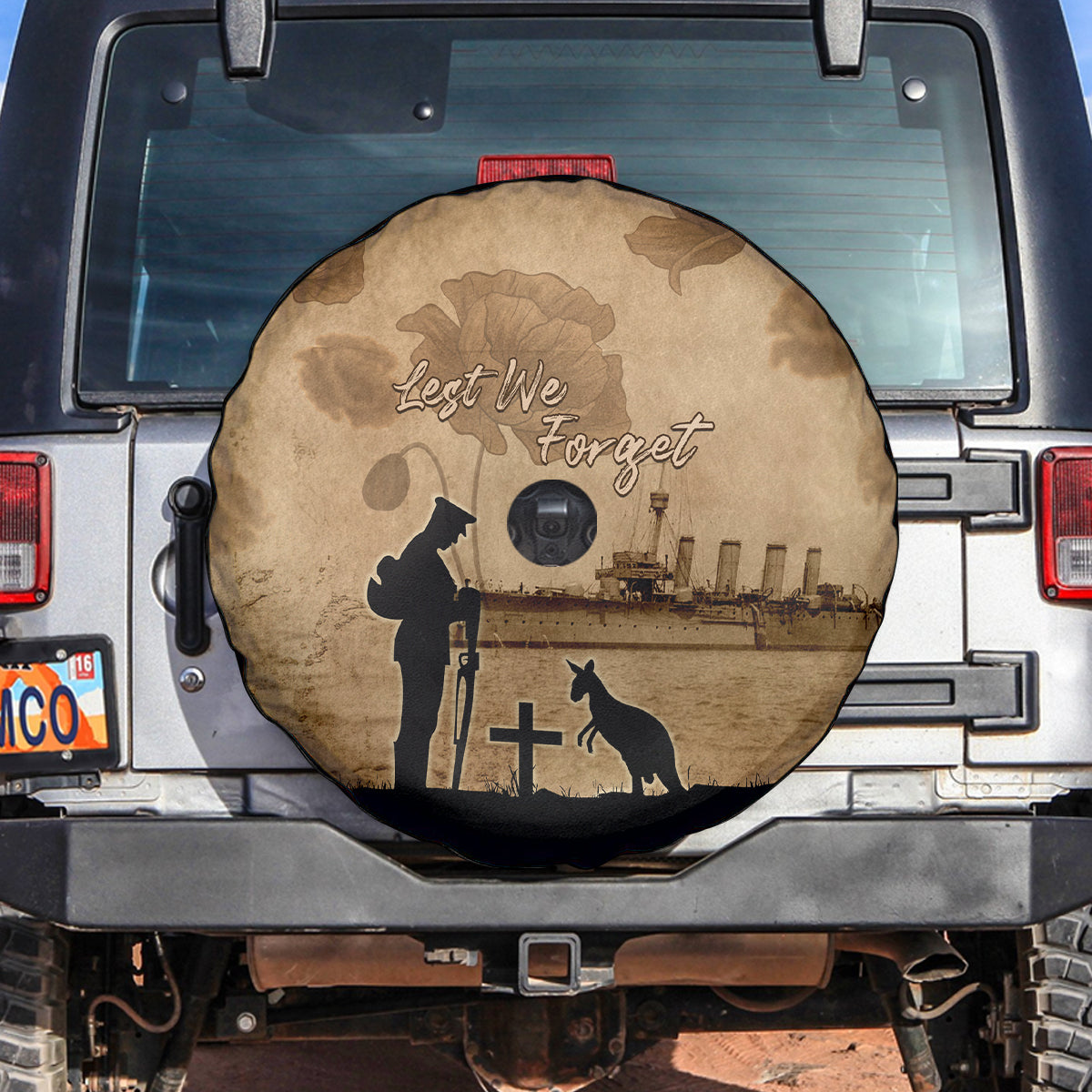 Australia ANZAC Day Spare Tire Cover HMAS Sydney I Chatham-Class Light Cruiser