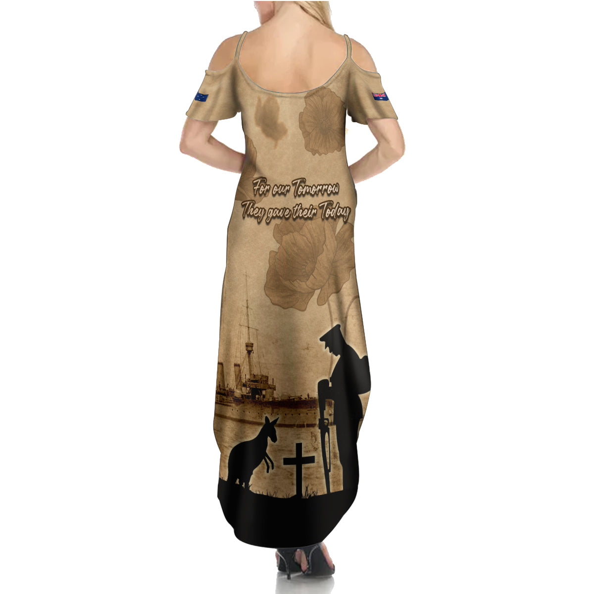 Australia ANZAC Day Summer Maxi Dress HMAS Sydney I Chatham-Class Light Cruiser
