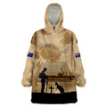 Australia ANZAC Day Wearable Blanket Hoodie HMAS Sydney I Chatham-Class Light Cruiser
