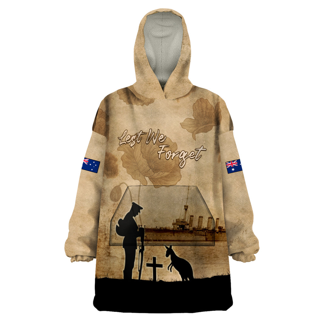 Australia ANZAC Day Wearable Blanket Hoodie HMAS Sydney I Chatham-Class Light Cruiser