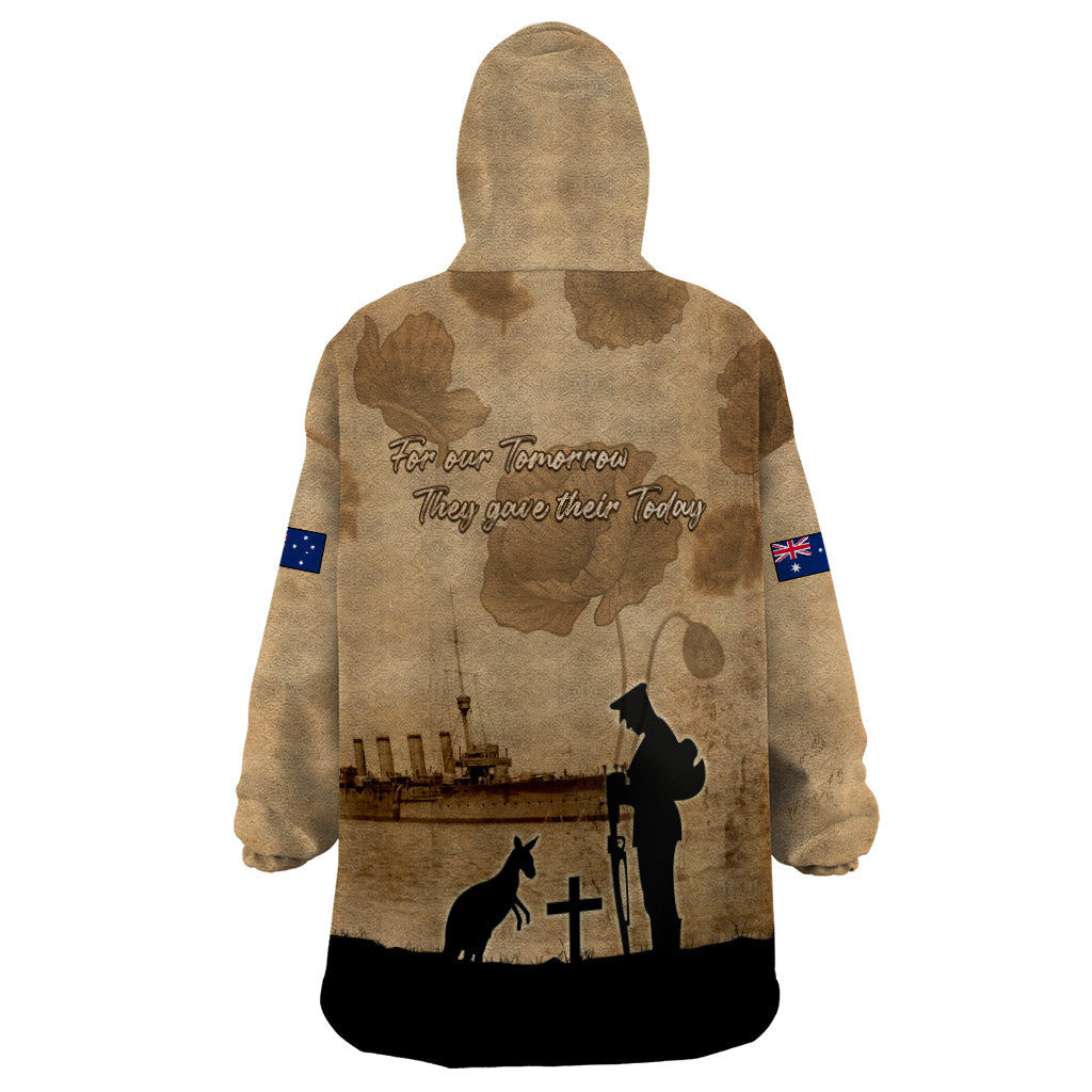 Australia ANZAC Day Wearable Blanket Hoodie HMAS Sydney I Chatham-Class Light Cruiser