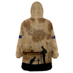 Australia ANZAC Day Wearable Blanket Hoodie HMAS Sydney I Chatham-Class Light Cruiser
