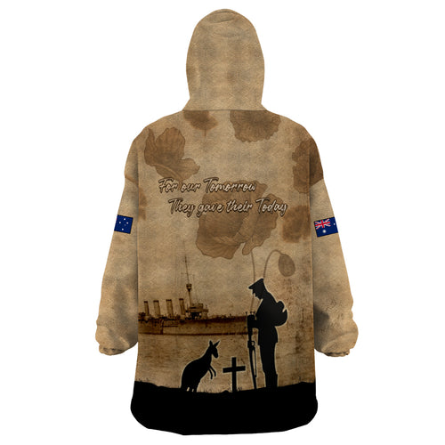 Australia ANZAC Day Wearable Blanket Hoodie HMAS Sydney I Chatham-Class Light Cruiser