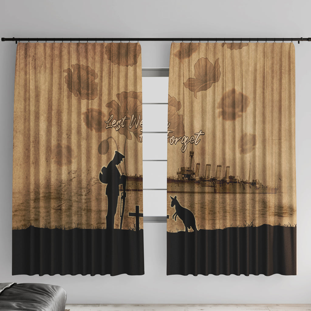 Australia ANZAC Day Window Curtain HMAS Sydney I Chatham-Class Light Cruiser