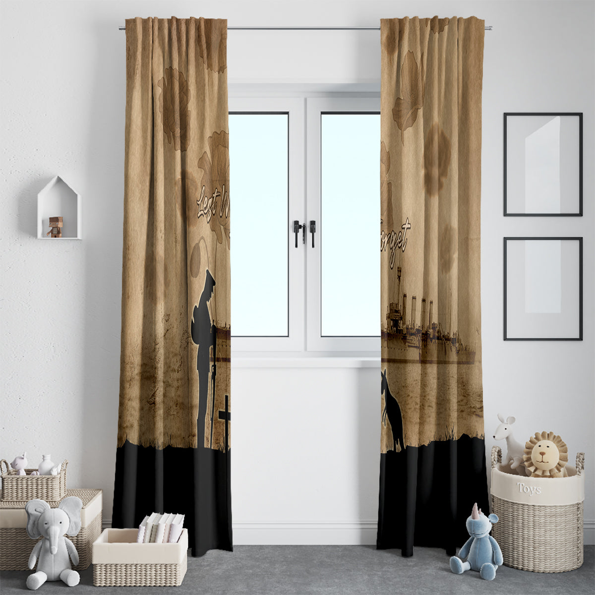 Australia ANZAC Day Window Curtain HMAS Sydney I Chatham-Class Light Cruiser