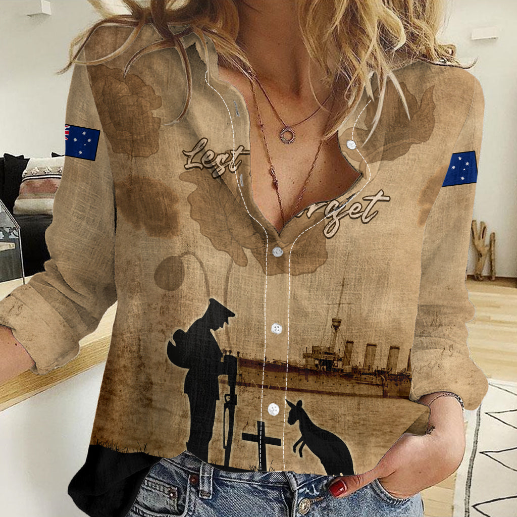 Australia ANZAC Day Women Casual Shirt HMAS Sydney I Chatham-Class Light Cruiser