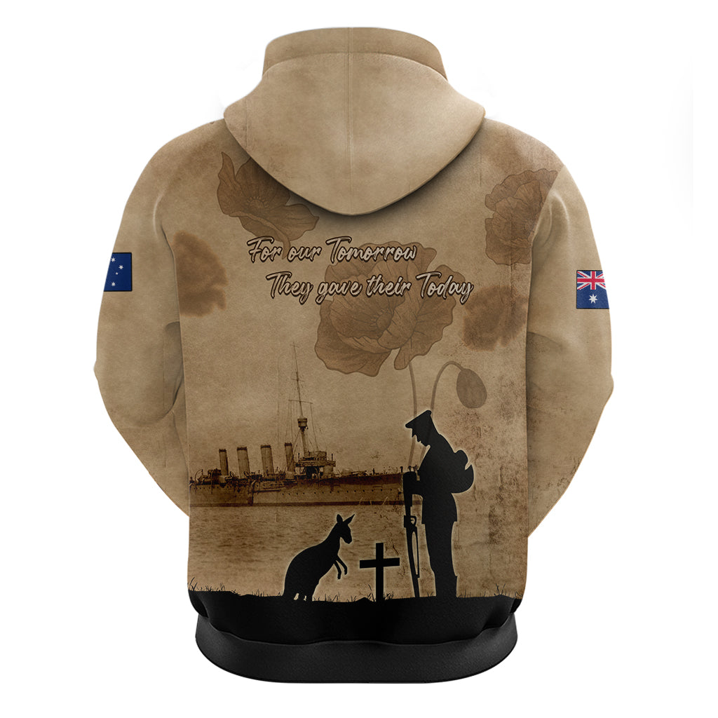 Australia ANZAC Day Zip Hoodie HMAS Sydney I Chatham-Class Light Cruiser