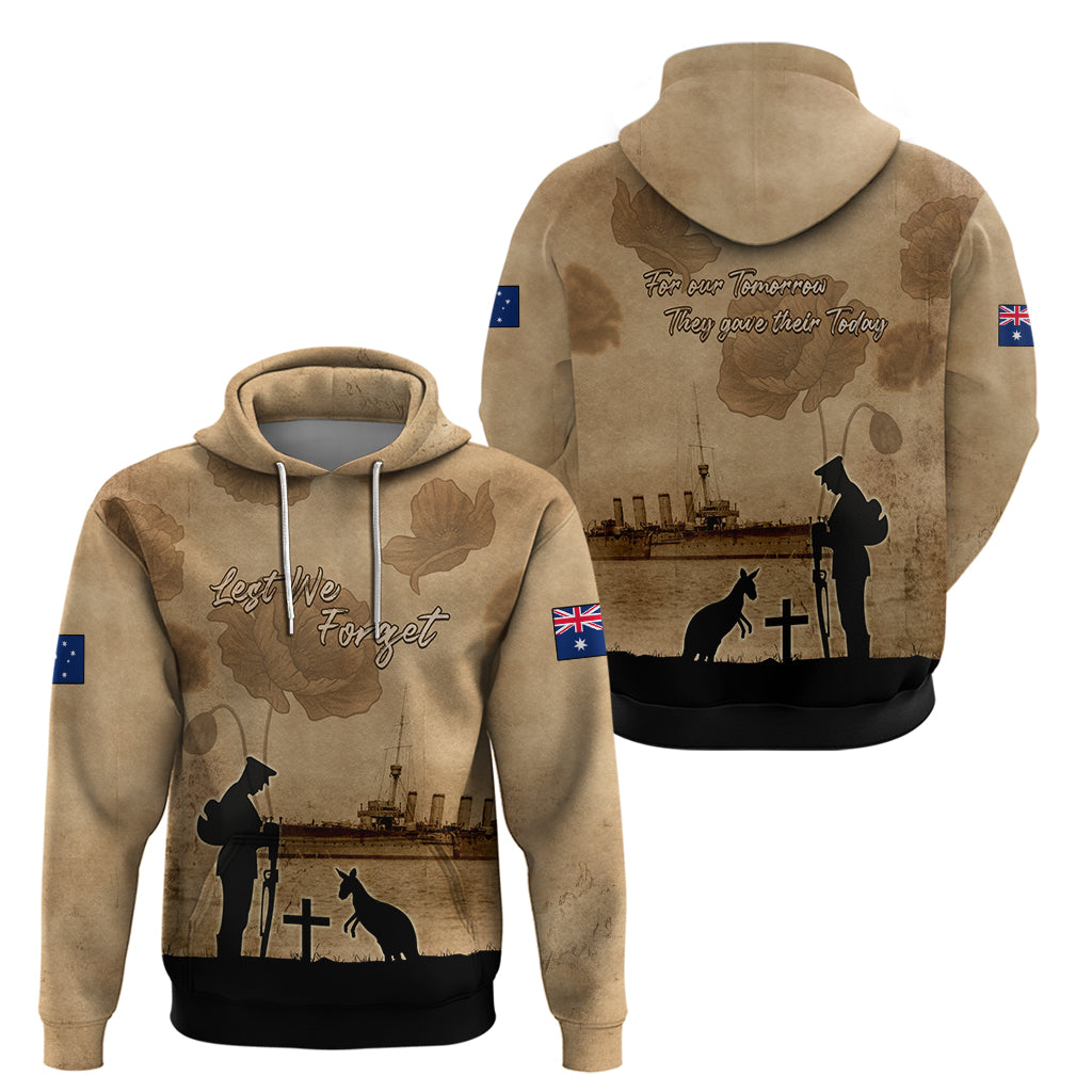 Australia ANZAC Day Zip Hoodie HMAS Sydney I Chatham-Class Light Cruiser