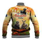 Australia And New Zealand ANZAC Day Baseball Jacket Kangaroo And Kiwi Bird Soldiers Lest We Forget