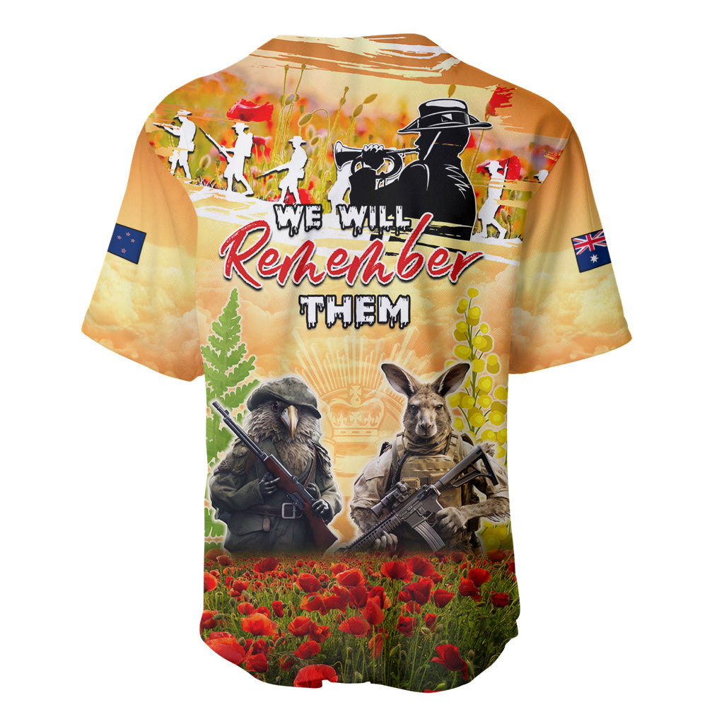 Australia And New Zealand ANZAC Day Baseball Jersey Kangaroo And Kiwi Bird Soldiers Lest We Forget