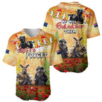 Australia And New Zealand ANZAC Day Baseball Jersey Kangaroo And Kiwi Bird Soldiers Lest We Forget