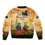 Australia And New Zealand ANZAC Day Bomber Jacket Kangaroo And Kiwi Bird Soldiers Lest We Forget