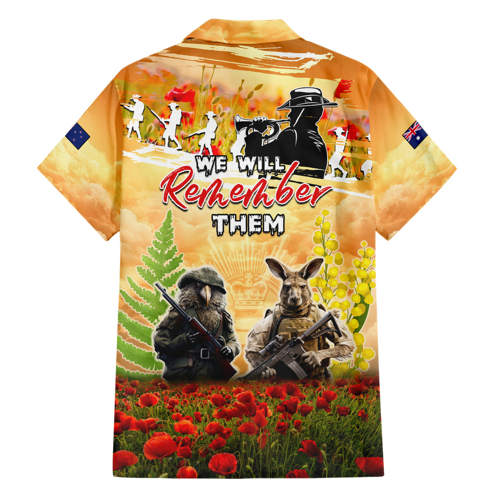 Australia And New Zealand ANZAC Day Hawaiian Shirt Kangaroo And Kiwi Bird Soldiers Lest We Forget