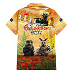 Australia And New Zealand ANZAC Day Hawaiian Shirt Kangaroo And Kiwi Bird Soldiers Lest We Forget