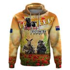 Australia And New Zealand ANZAC Day Hoodie Kangaroo And Kiwi Bird Soldiers Lest We Forget