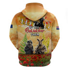 Australia And New Zealand ANZAC Day Hoodie Kangaroo And Kiwi Bird Soldiers Lest We Forget