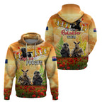 Australia And New Zealand ANZAC Day Hoodie Kangaroo And Kiwi Bird Soldiers Lest We Forget