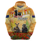 Australia And New Zealand ANZAC Day Hoodie Kangaroo And Kiwi Bird Soldiers Lest We Forget