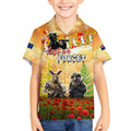 Australia And New Zealand ANZAC Day Kid Hawaiian Shirt Kangaroo And Kiwi Bird Soldiers Lest We Forget