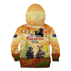 Australia And New Zealand ANZAC Day Kid Hoodie Kangaroo And Kiwi Bird Soldiers Lest We Forget