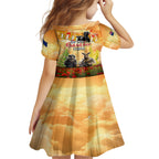 Australia And New Zealand ANZAC Day Kid Short Sleeve Dress Kangaroo And Kiwi Bird Soldiers Lest We Forget