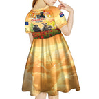 Australia And New Zealand ANZAC Day Kid Short Sleeve Dress Kangaroo And Kiwi Bird Soldiers Lest We Forget