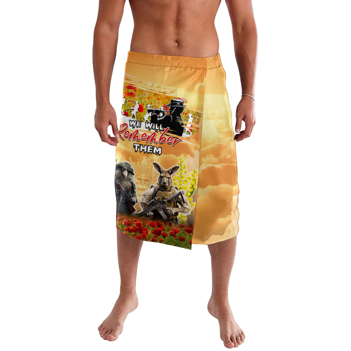 Australia And New Zealand ANZAC Day Lavalava Kangaroo And Kiwi Bird Soldiers Lest We Forget