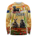 Australia And New Zealand ANZAC Day Long Sleeve Shirt Kangaroo And Kiwi Bird Soldiers Lest We Forget
